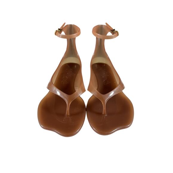 Chlo� 'Jelly' Brown Rubber Flat Sandals Size 8 - Picture 4 of 9